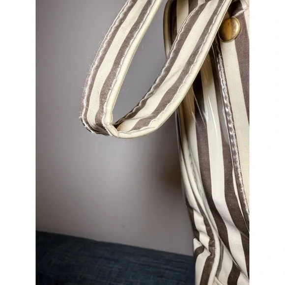 Vintage Henri Bendel Centennial Stripe Large Clear Vinyl Makeup Bag 12 X 9 X 4" - Picture 6 of 16